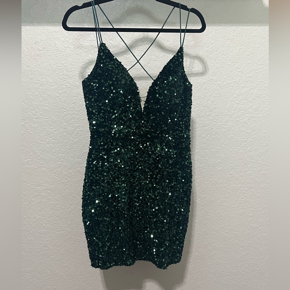 Emerald green sequence dress